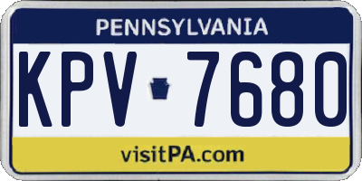 PA license plate KPV7680