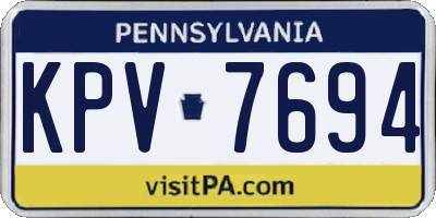 PA license plate KPV7694