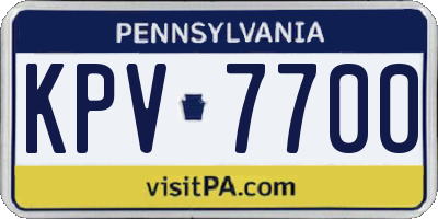 PA license plate KPV7700