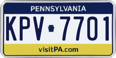 PA license plate KPV7701