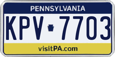PA license plate KPV7703