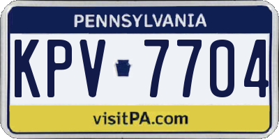 PA license plate KPV7704