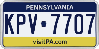 PA license plate KPV7707