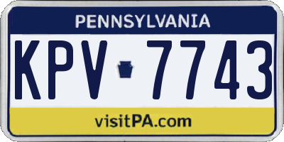 PA license plate KPV7743