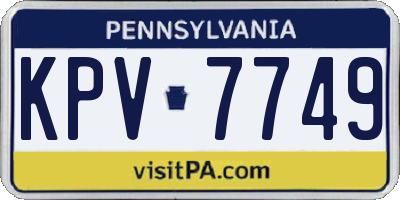 PA license plate KPV7749
