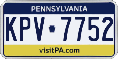 PA license plate KPV7752