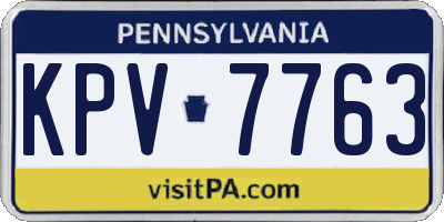 PA license plate KPV7763