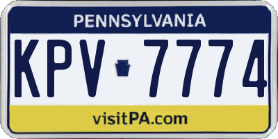PA license plate KPV7774