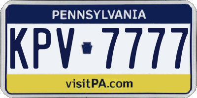 PA license plate KPV7777