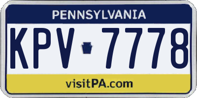 PA license plate KPV7778