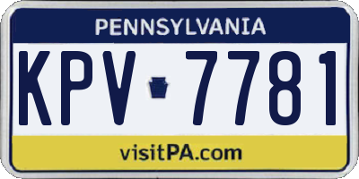 PA license plate KPV7781