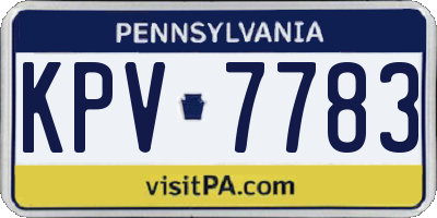 PA license plate KPV7783