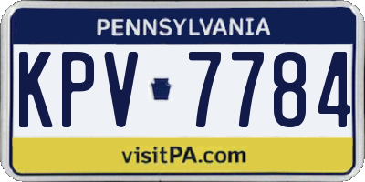 PA license plate KPV7784