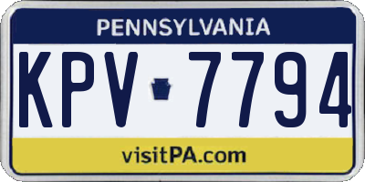 PA license plate KPV7794
