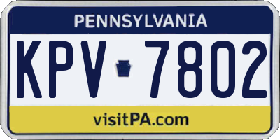 PA license plate KPV7802