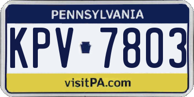 PA license plate KPV7803