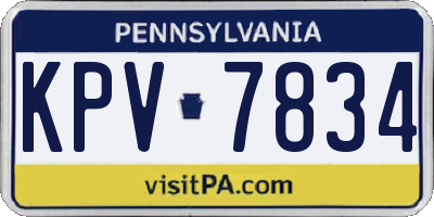 PA license plate KPV7834