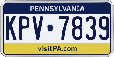 PA license plate KPV7839