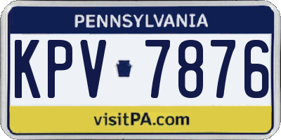 PA license plate KPV7876