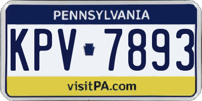 PA license plate KPV7893