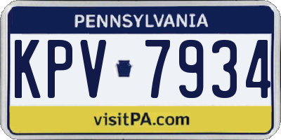 PA license plate KPV7934