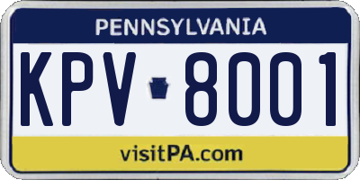 PA license plate KPV8001