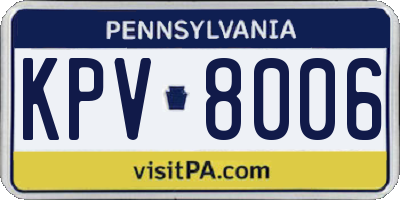 PA license plate KPV8006