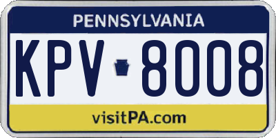 PA license plate KPV8008