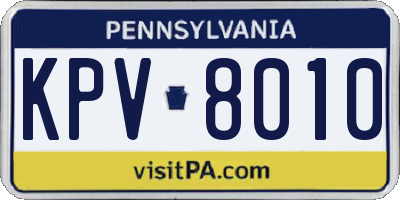 PA license plate KPV8010