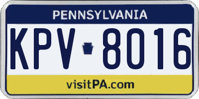 PA license plate KPV8016