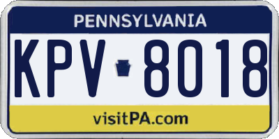 PA license plate KPV8018