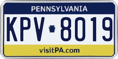 PA license plate KPV8019