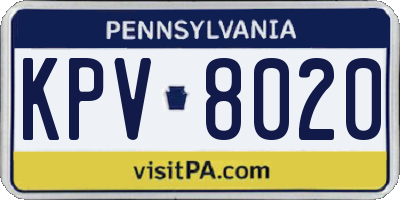 PA license plate KPV8020