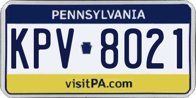 PA license plate KPV8021