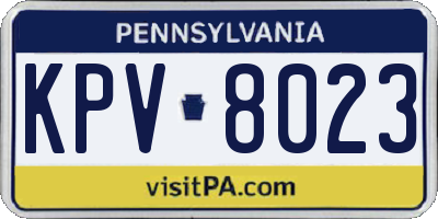 PA license plate KPV8023