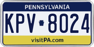 PA license plate KPV8024