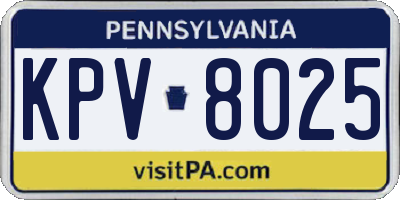 PA license plate KPV8025