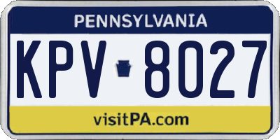 PA license plate KPV8027