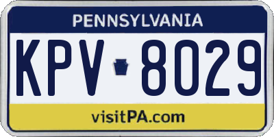 PA license plate KPV8029