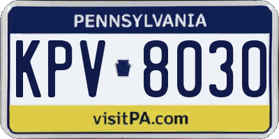 PA license plate KPV8030