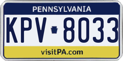 PA license plate KPV8033
