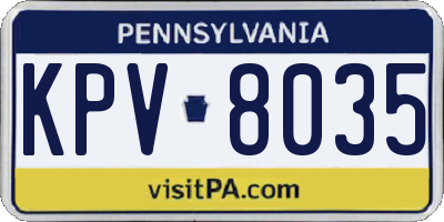 PA license plate KPV8035