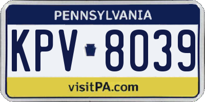 PA license plate KPV8039