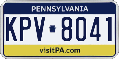 PA license plate KPV8041