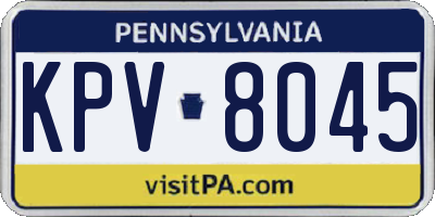 PA license plate KPV8045