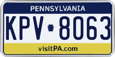 PA license plate KPV8063