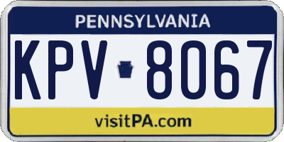 PA license plate KPV8067