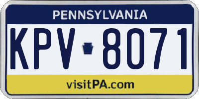 PA license plate KPV8071
