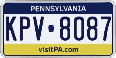 PA license plate KPV8087