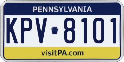 PA license plate KPV8101